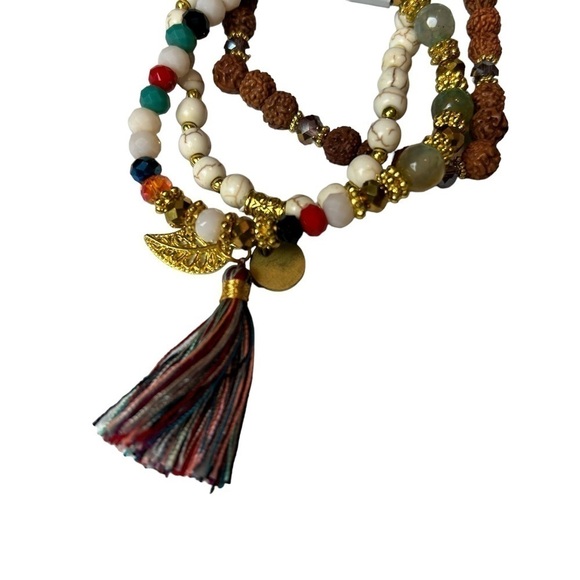 Cocobelle Trio of Beaded Strands Bracelet w/ a Tassel & Charm Accents - Picture 6 of 10